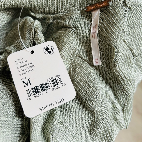 FREE PEOPLE Rare Rachel Cardi Ruffles & Bell Sleeve Knit Cardigan Sweater Medium - Picture 8 of 12